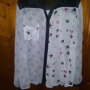 Colorful Blouse with Birds